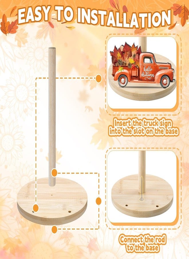 APUDWN Interchangeable Paper Towel Holder Seasonal Freestanding Bamboo Paper Towel Holder with 10 Holiday Sign Countertop Decoration for Christmas Thanksgiving Kitchen Home Bathroom(Truck) - Image 5